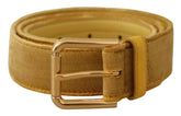 Dolce & Gabbana Yellow Velvet Gold Metal Logo Engraved Buckle Belt -   -  Dolce & Gabbana.